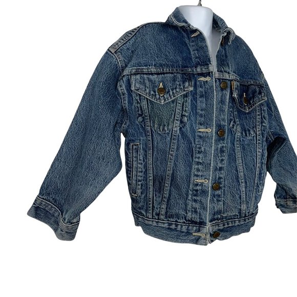 Levi's Vintage 1980's Orange Tab Medium Wash Denim Trucker Jacket Boy's Small - Picture 4 of 8